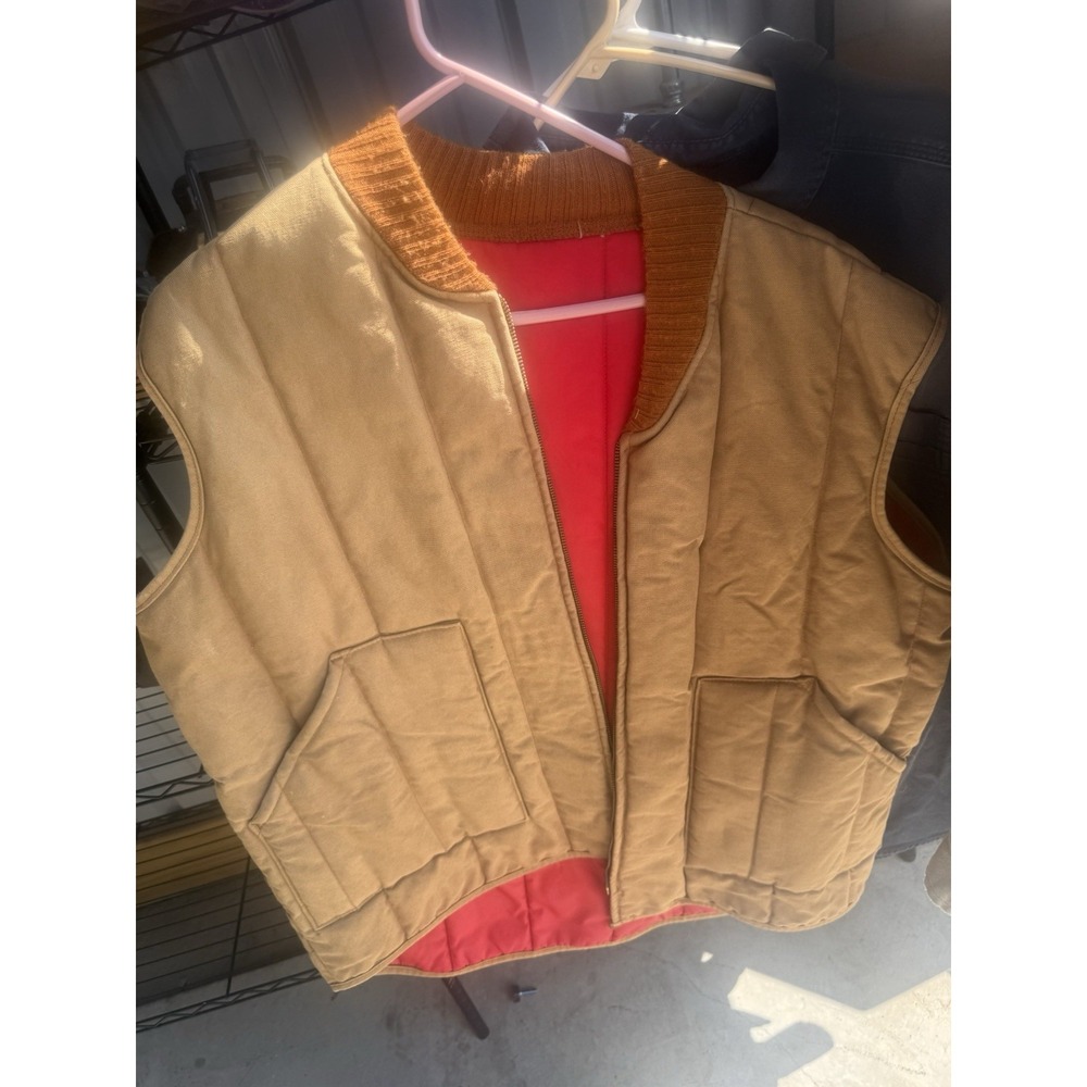 Vintage Walls Blizzard-Pruf Insulated Duck Canvas Hunting Vest USA 4XL Tan Red‎